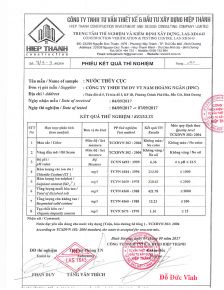 Material certificate - Water